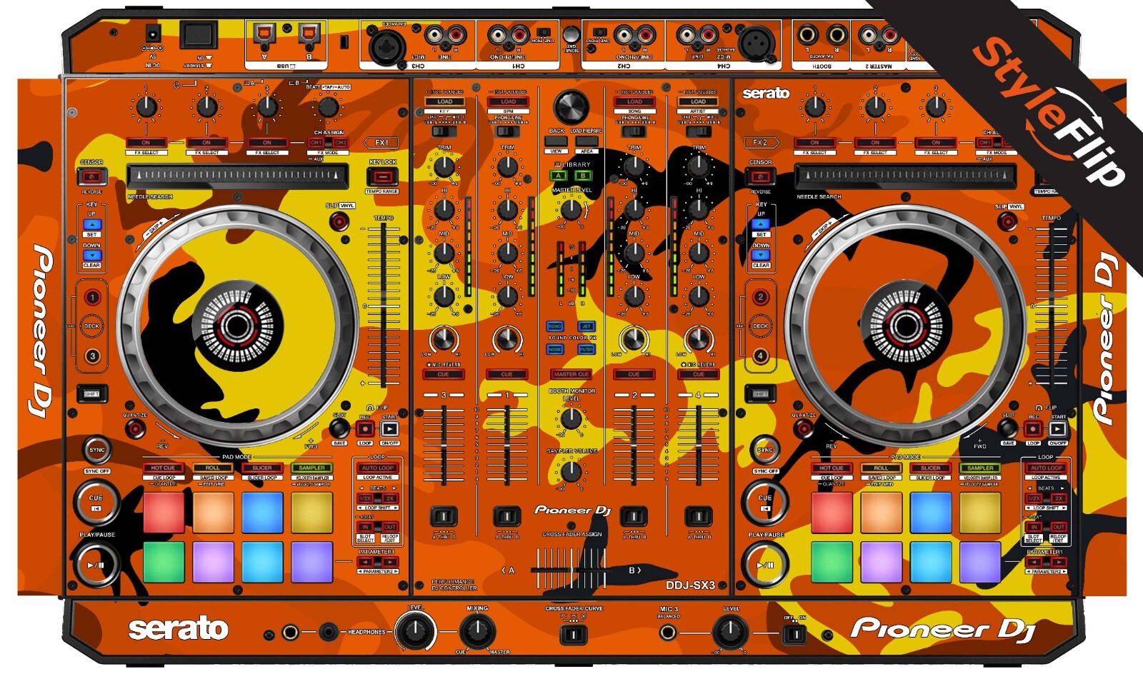 Pioneer DDJ-SX3 Skin | Camo Orange | StyleFlip Skins