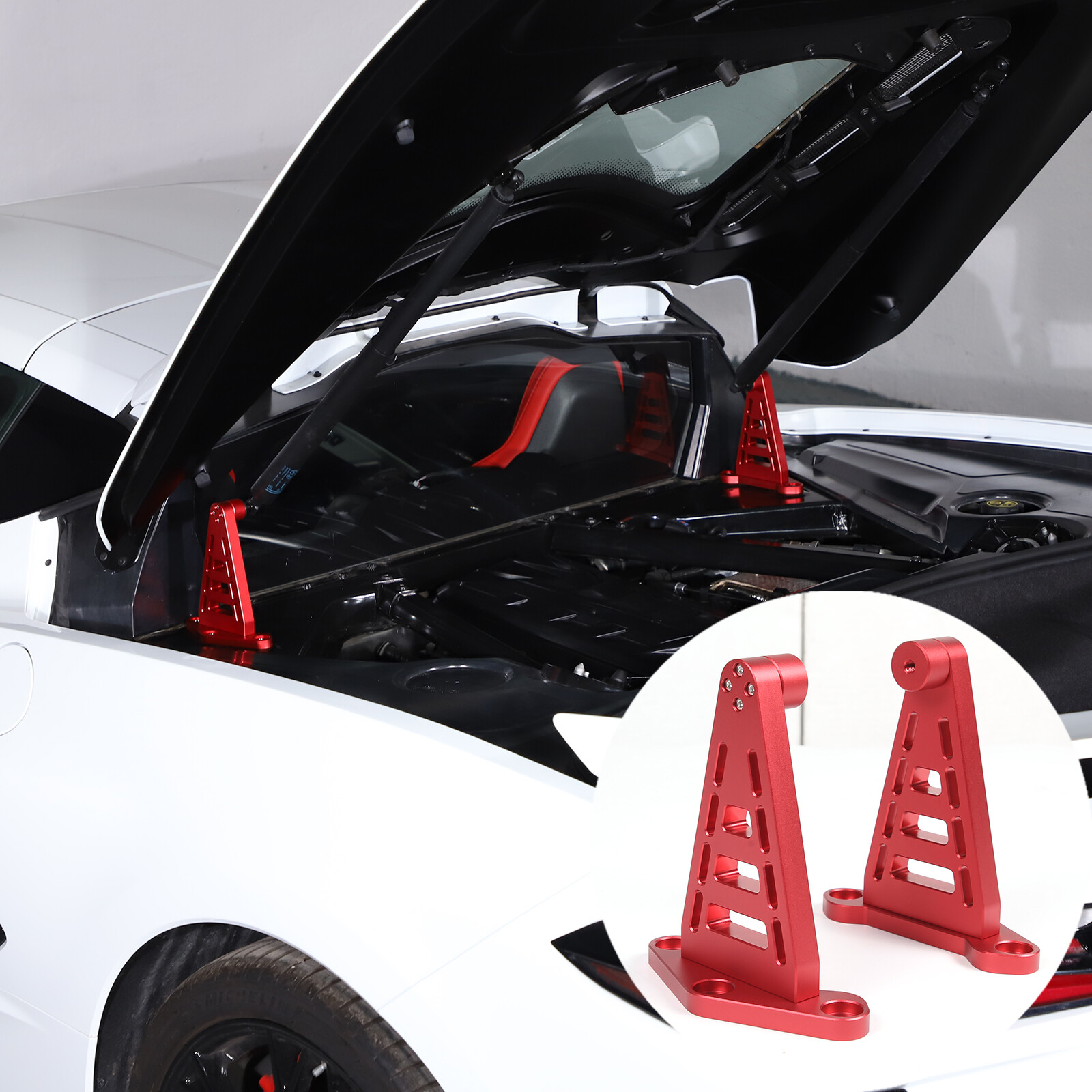 Replacement Red RaceLite Rear Hatch Support Brackets For Corvette C8 2020-26 US