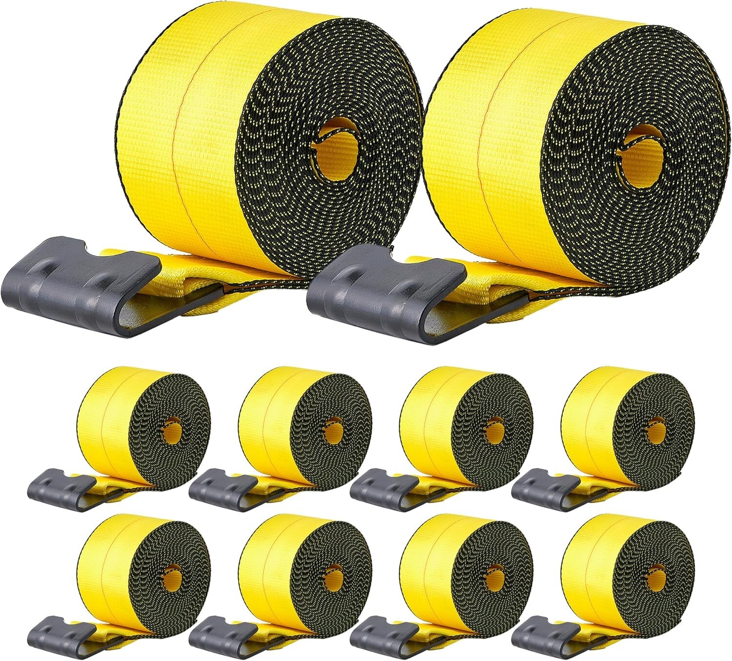 4"x27' Truck Winch Straps Tie Down w/ Flat Hooks – 10 Pack Heavy Duty