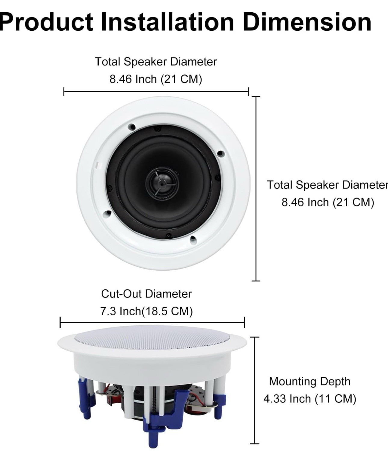 2 Pcs Herdio 5.25" 300W Bluetooth Ceiling Speakers, Recessed In Wall/ceiling