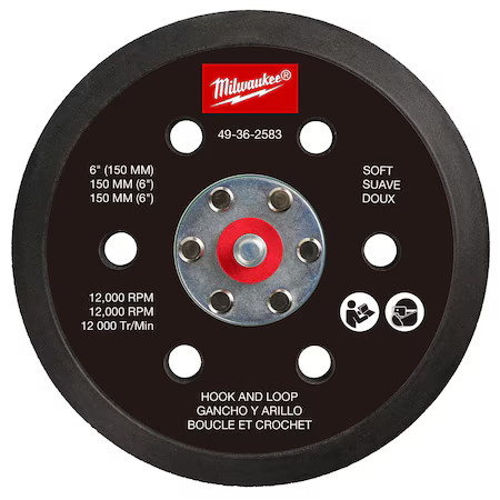 Milwaukee Tool 49-36-2583 Sander Backing Pad, 6 In Dia., 1 In Thick