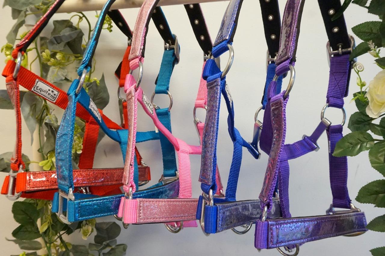 Premium HORSE Padded Glitter Bling Tape 5 pretty color Nylon Halter SET o/5 or 1