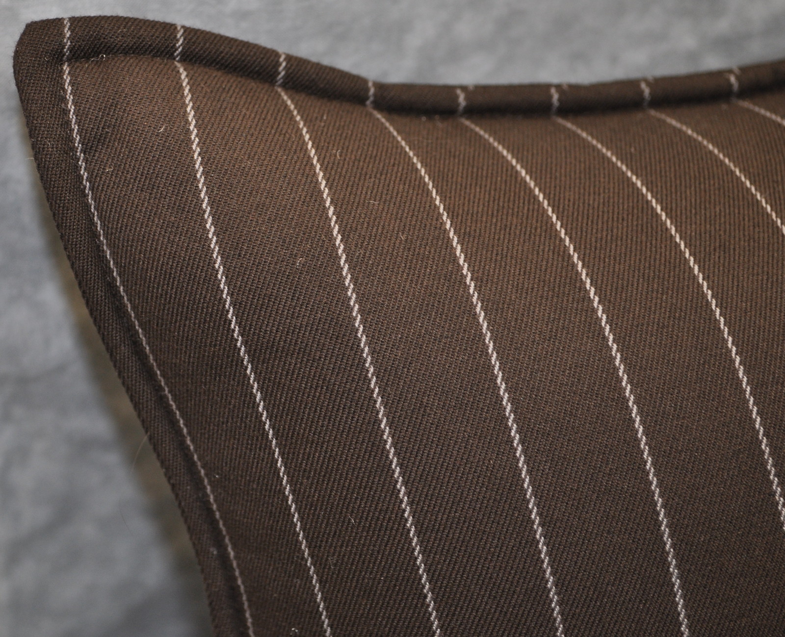 Pillow made w Ralph Lauren Metropolitan Chocolate Brown Pin Stripe Fabric 20x12