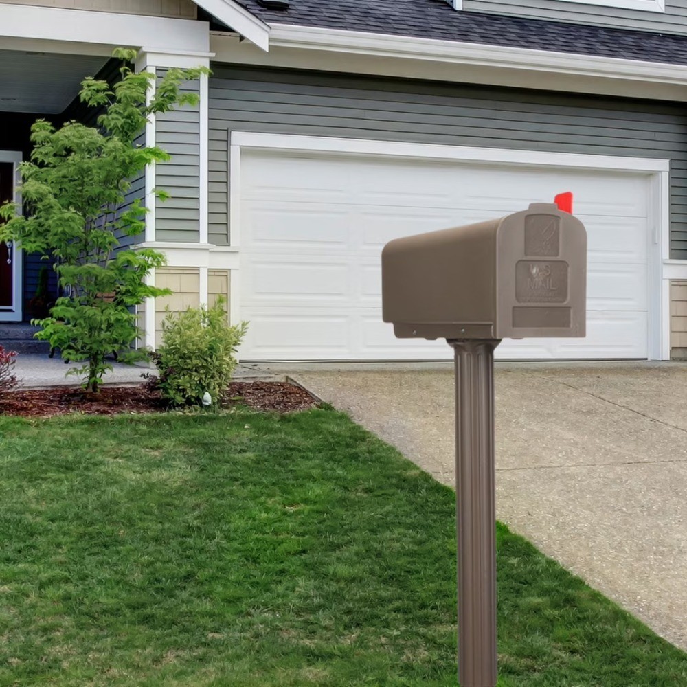 Medium Mocha Mailbox and Post Kit with Plastic Construction