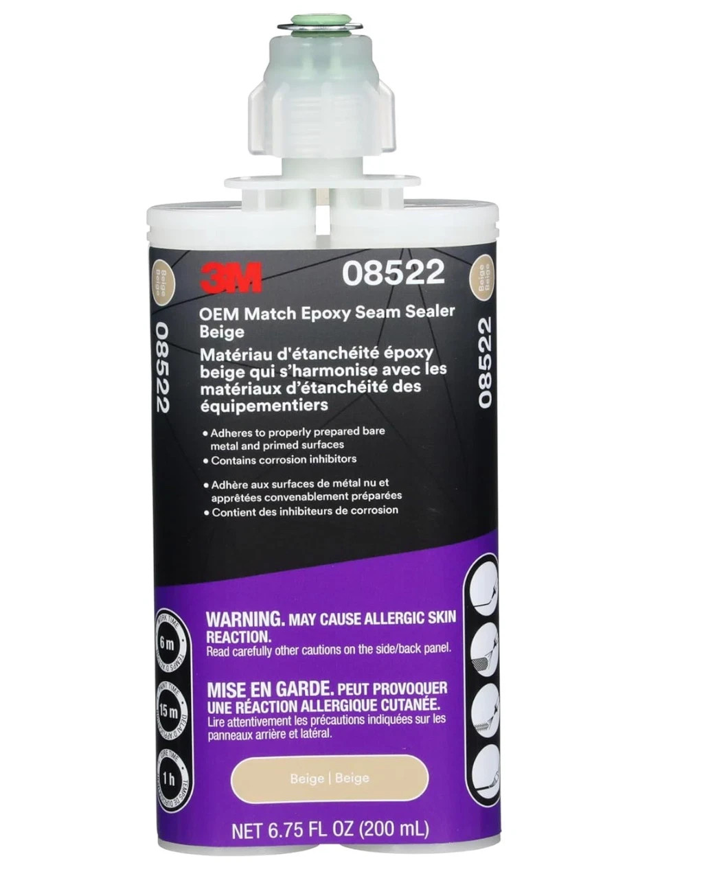 3M 08522 OEM Match Epoxy Seam Sealer Beige 200 mL 6.75 oz Cartridge New