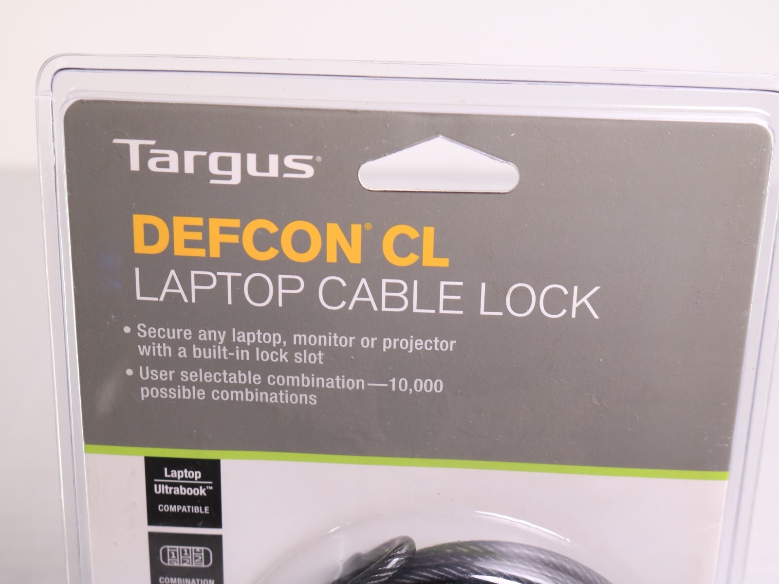 Targus DEFCON CL Laptop Computer Cable Lock - Resettable 4 Digit-Code, Galvanize