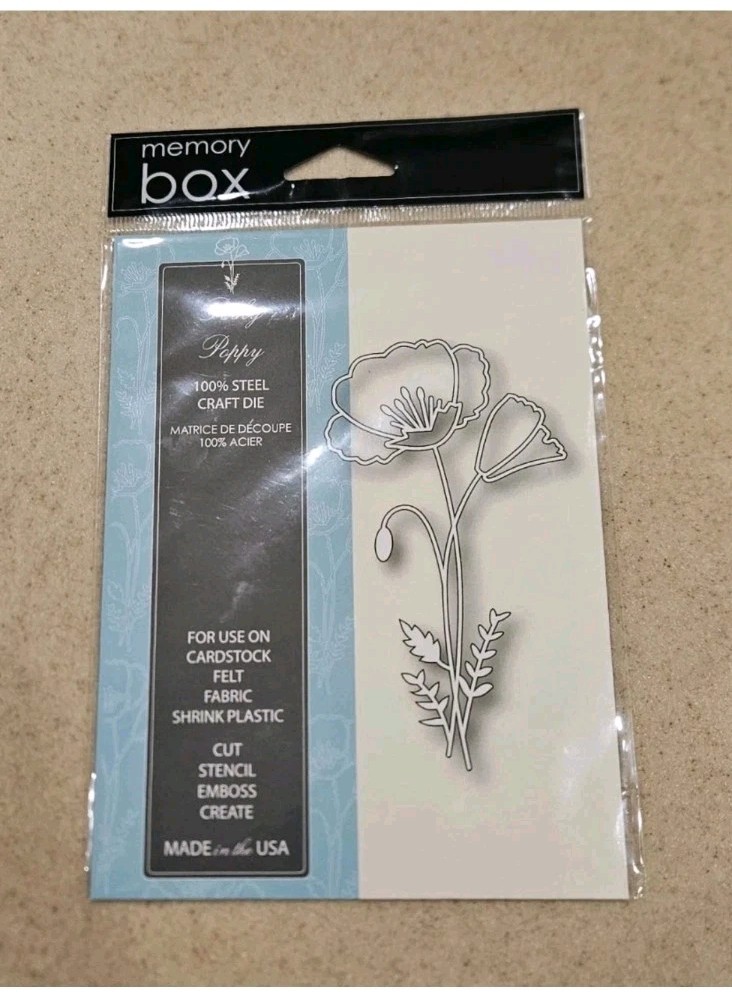RARE MEMORY BOX PERKY POPPY FLOWER 98762 STEEL METAL DIE CUT STENCIL EMBOSS