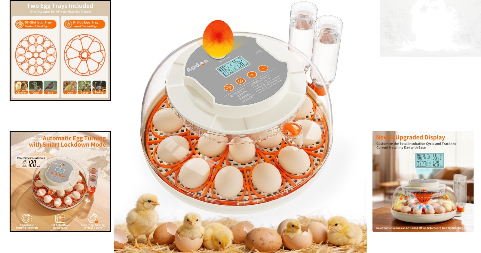 18 Egg Incubator with Automatic Egg Turning, Temperature & Humidity Control, ...