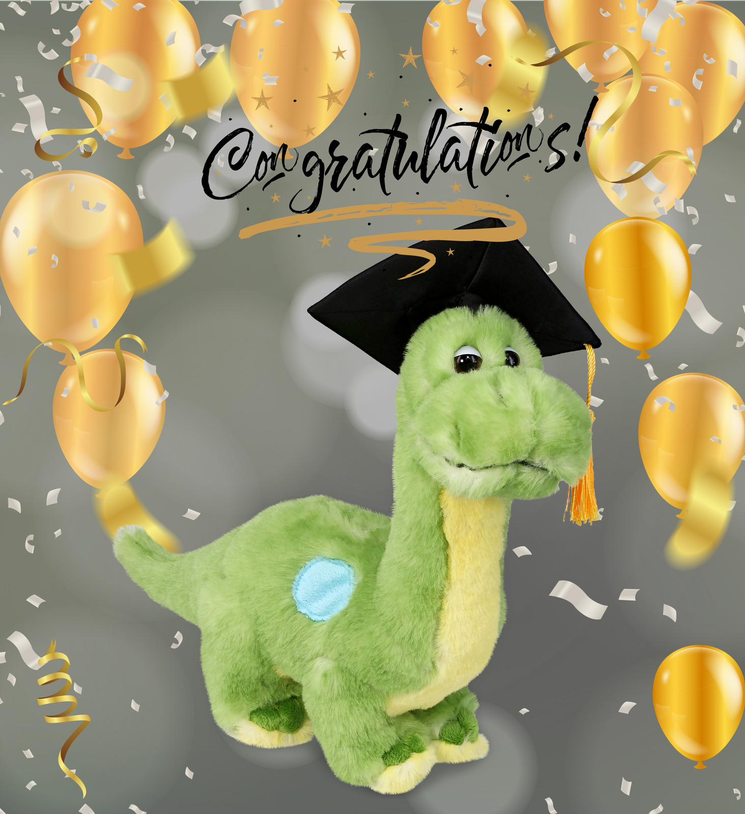 PLUSH GRADUATION - SUPER SOFT PLUSH - GREEN DINOSAUR