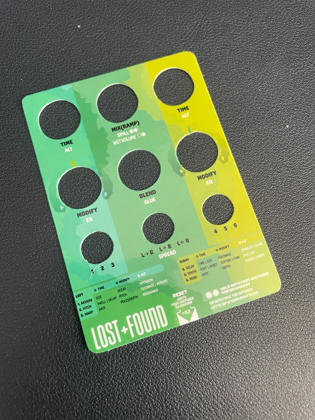 LOST & FOUND Chase Bliss Pedal Overlay for 2nd functions (pedal not included)