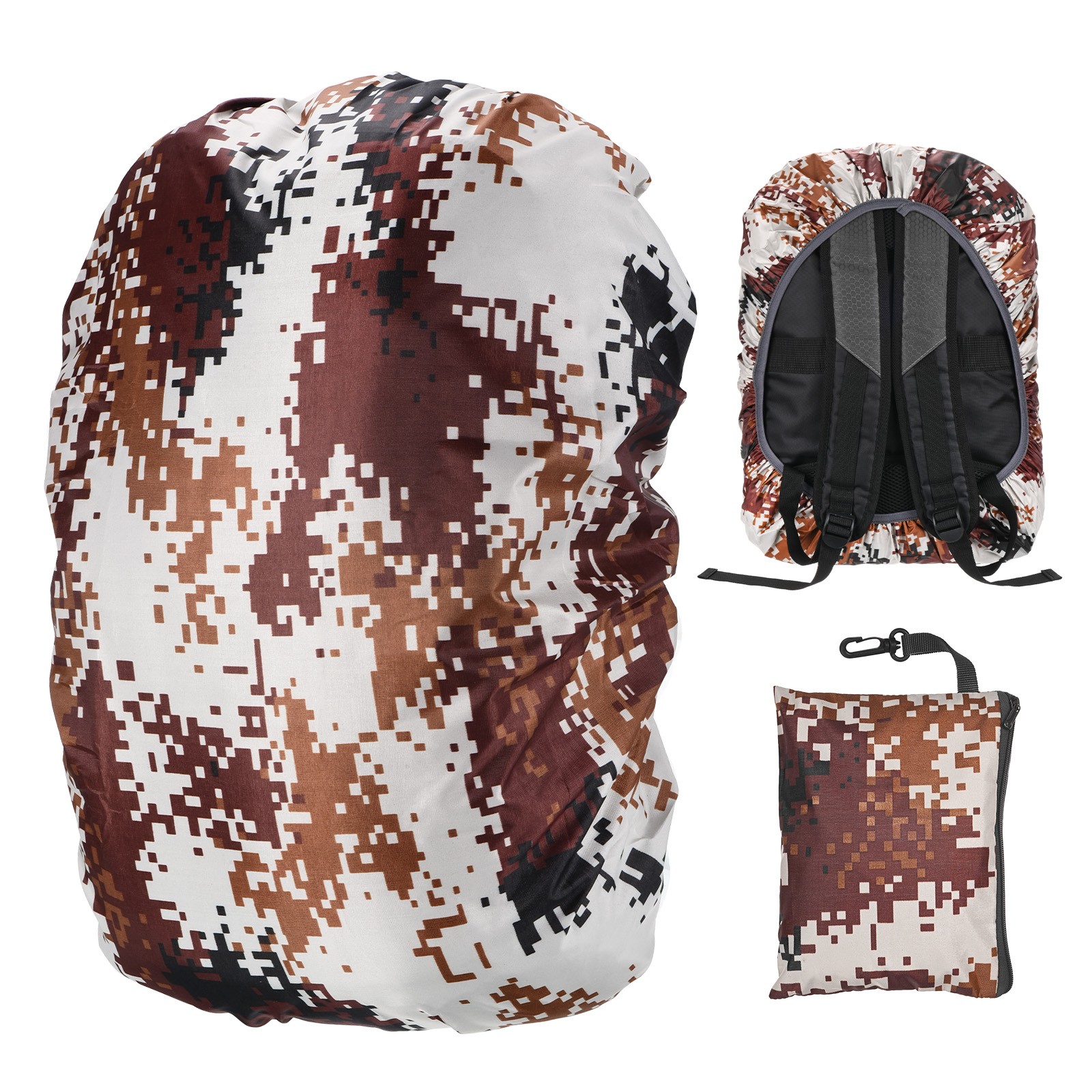 Waterproof Backpack Rain Cover, 15L-25L Backpack Cover [Desert Camouflage]