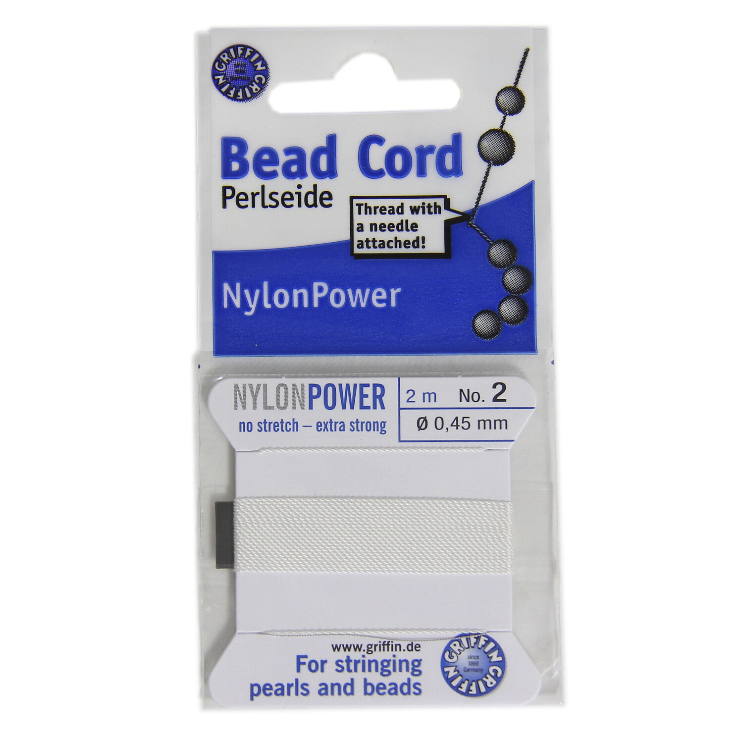 Griffin Nylon Polyamid Pearl Bead Stringing Cord Thread Size #2 0.45mm Jewelry