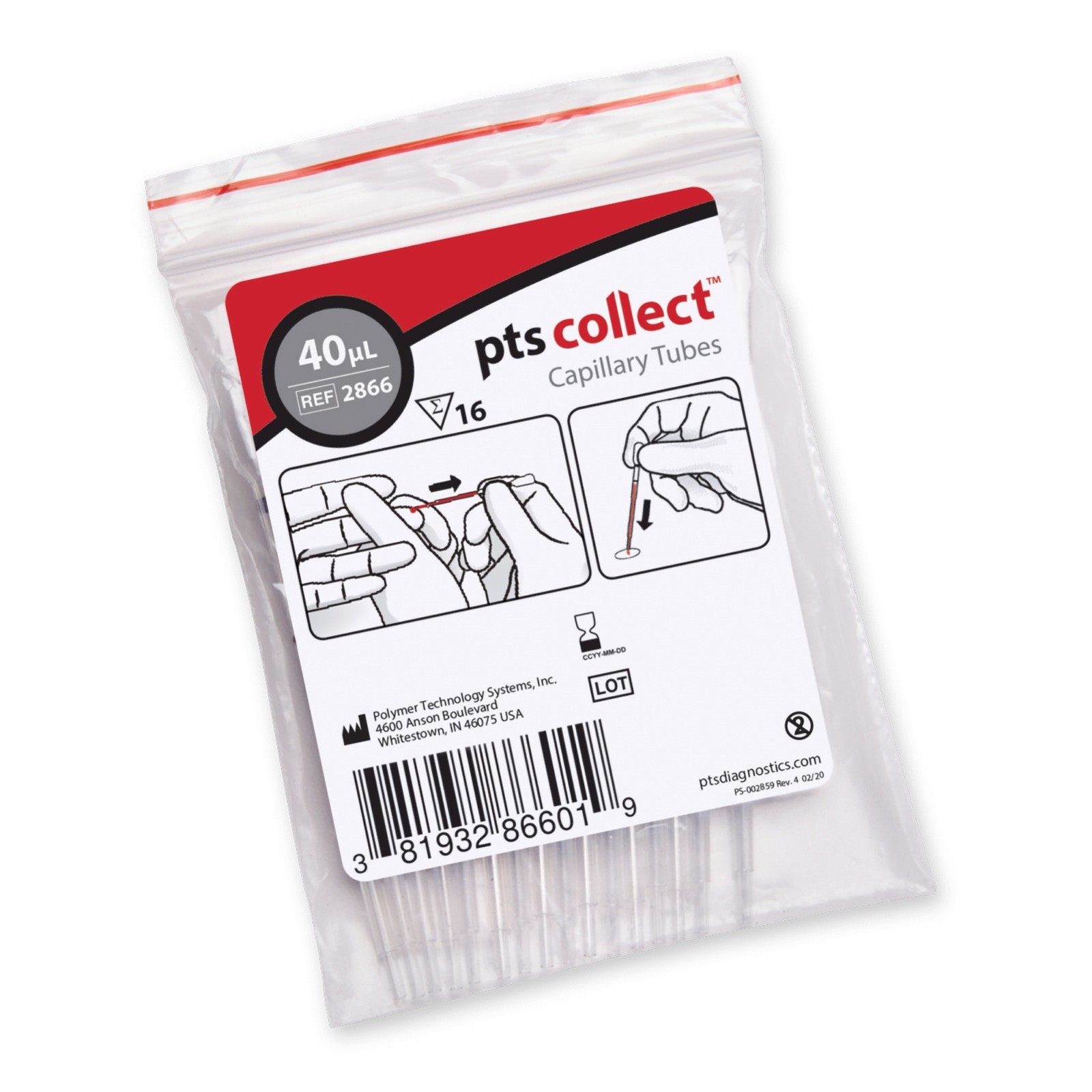 PTS Collect Capillary Blood Collection Tubes 2866 Black W/O Closure, 48/Pack