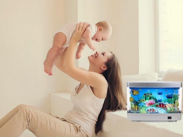 Sensory Artificial Aquarium Lamp – LED Virtual Fake Fish Tank with Moving Mar...