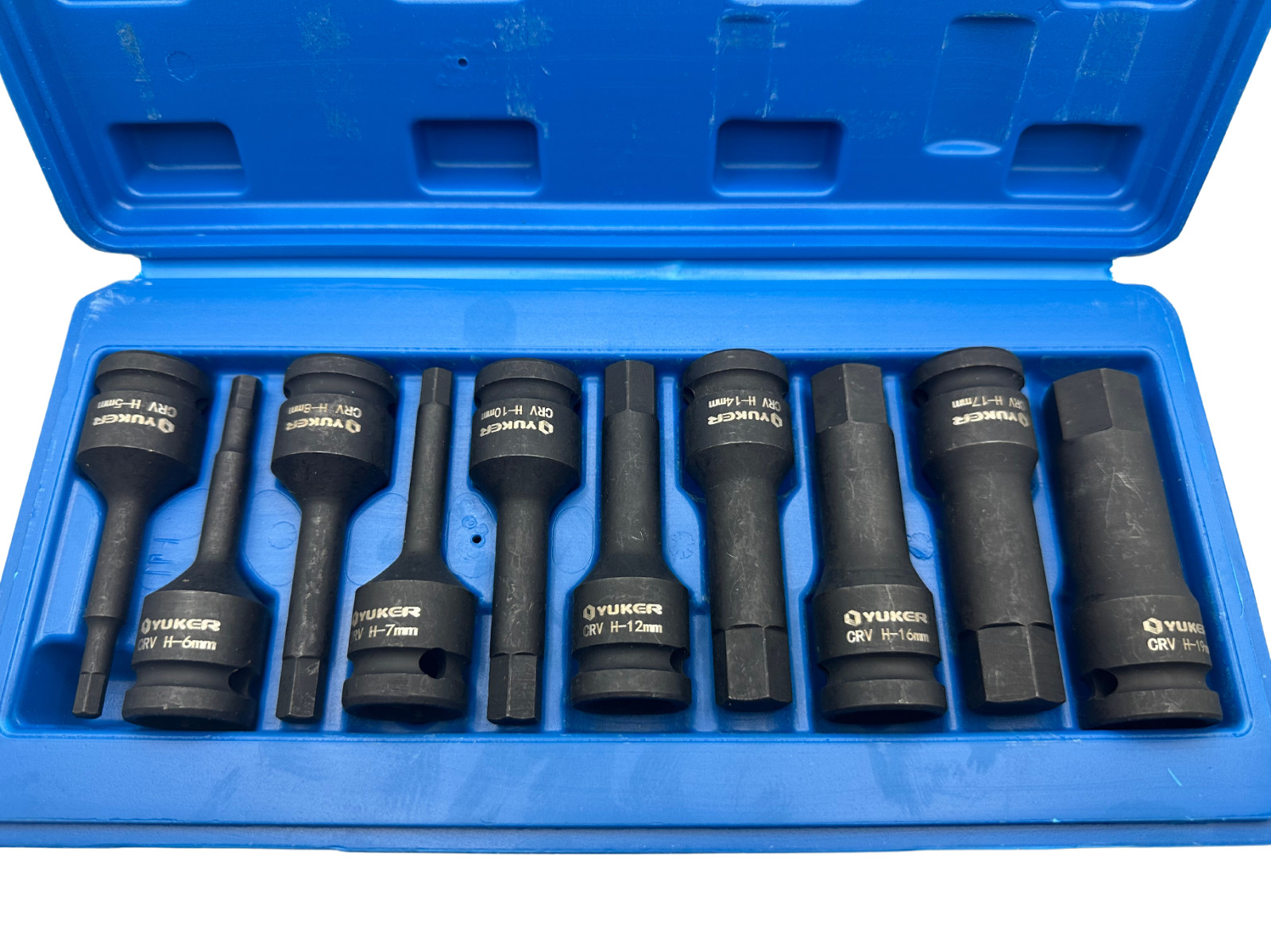1/2'' Drive Allen / Hex Key Bit Impact Socket Set H5 - H19 Metric Deep w/ Case