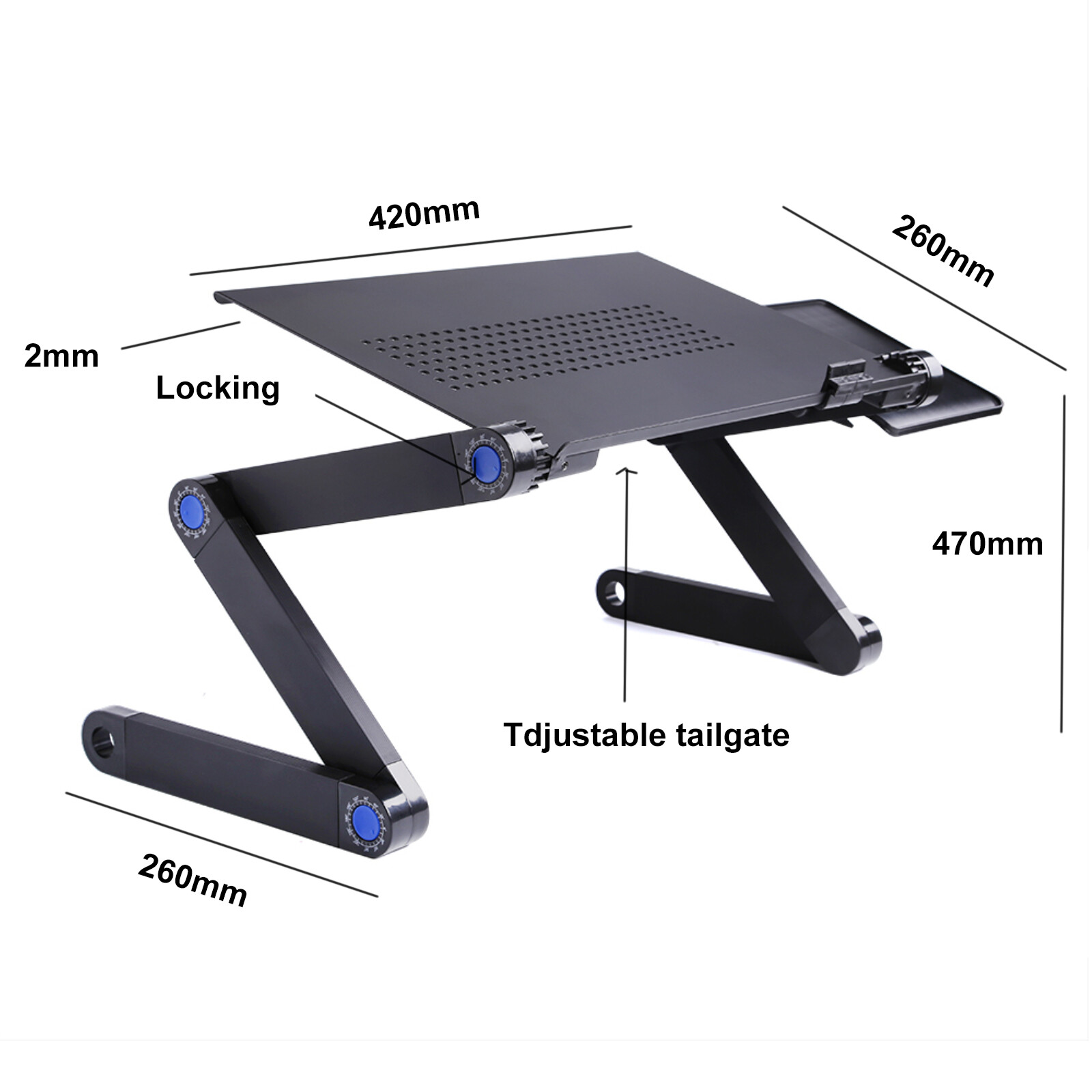 360°Adjustable Laptop Table Folding Lap Desk Notebook Stand W/ Cooling Fan