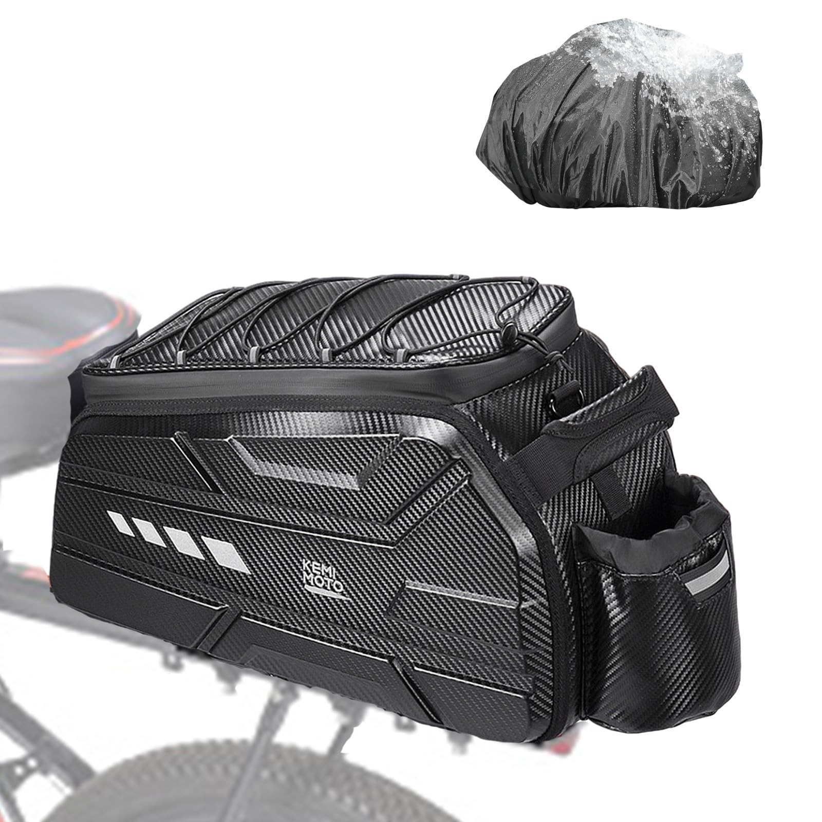 KEMIMOTO Bike Bag 11L EVA Hard Shell, Stable Installation Rear 11L, Black