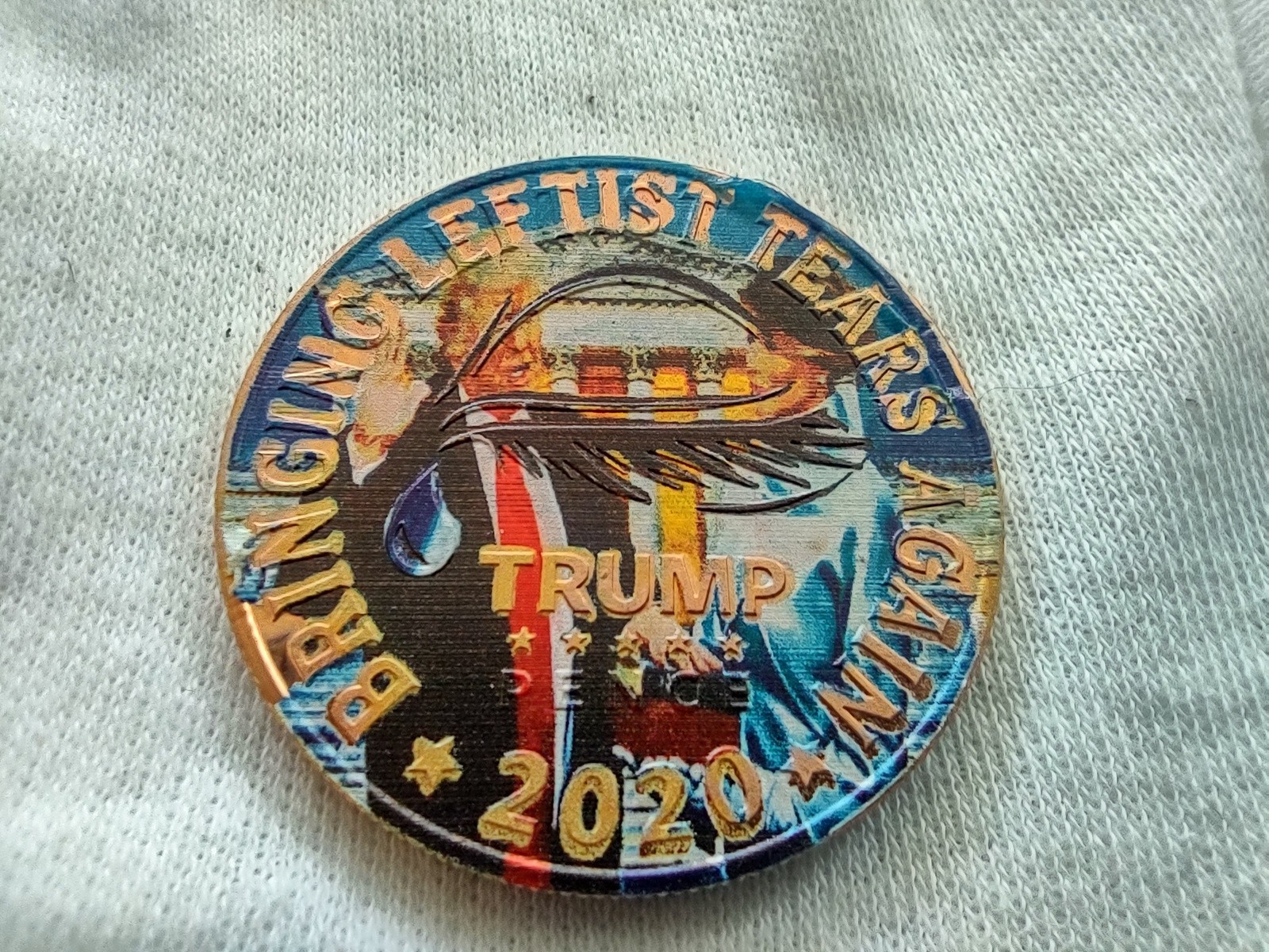 1 Oz .999 Copper Round Coin Trump Colorized BRINGING LEFTIST TEARS AGAIN RARE