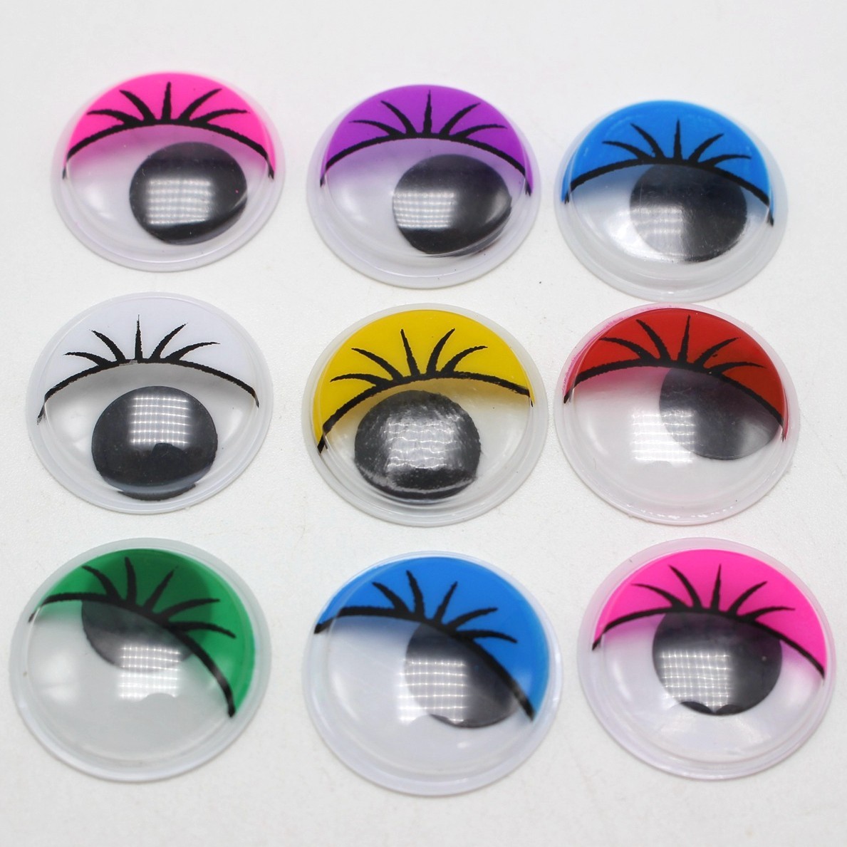 50 Mixed Color Eyelashes Wiggly Wobbly Googly Eyes 20mm foy DIY Doll Scrapbook