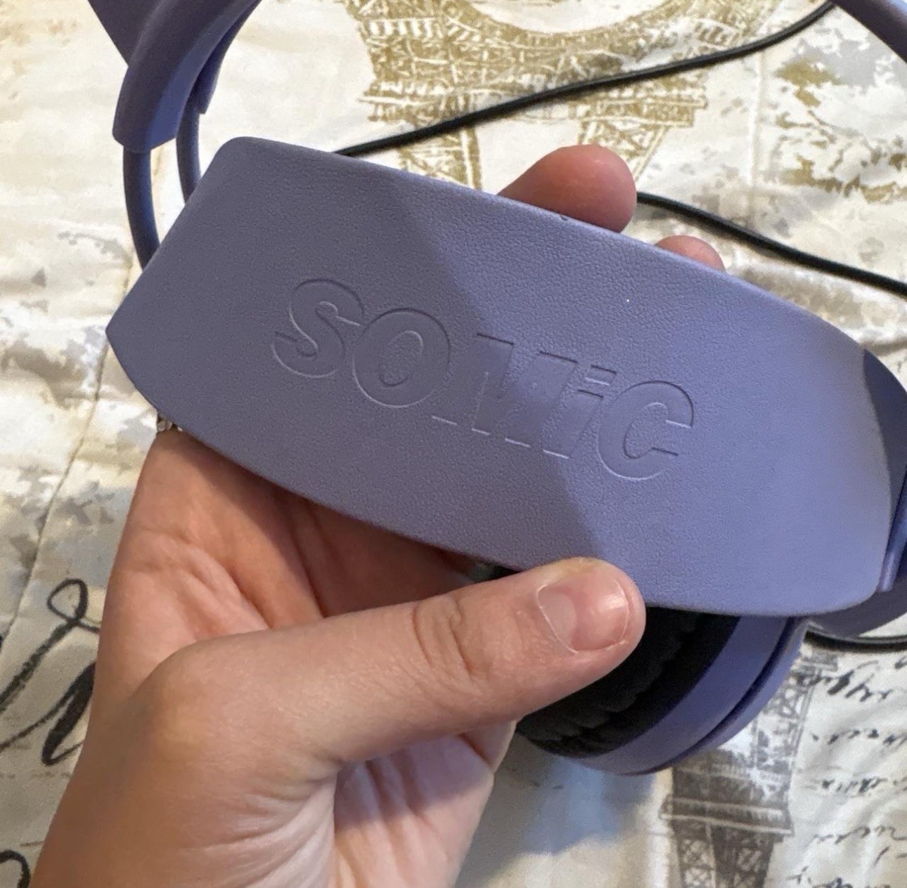 SOMIC Cat Ear Over-Ear Wired Headset 3.5mm Inline Controls Purple/Black.