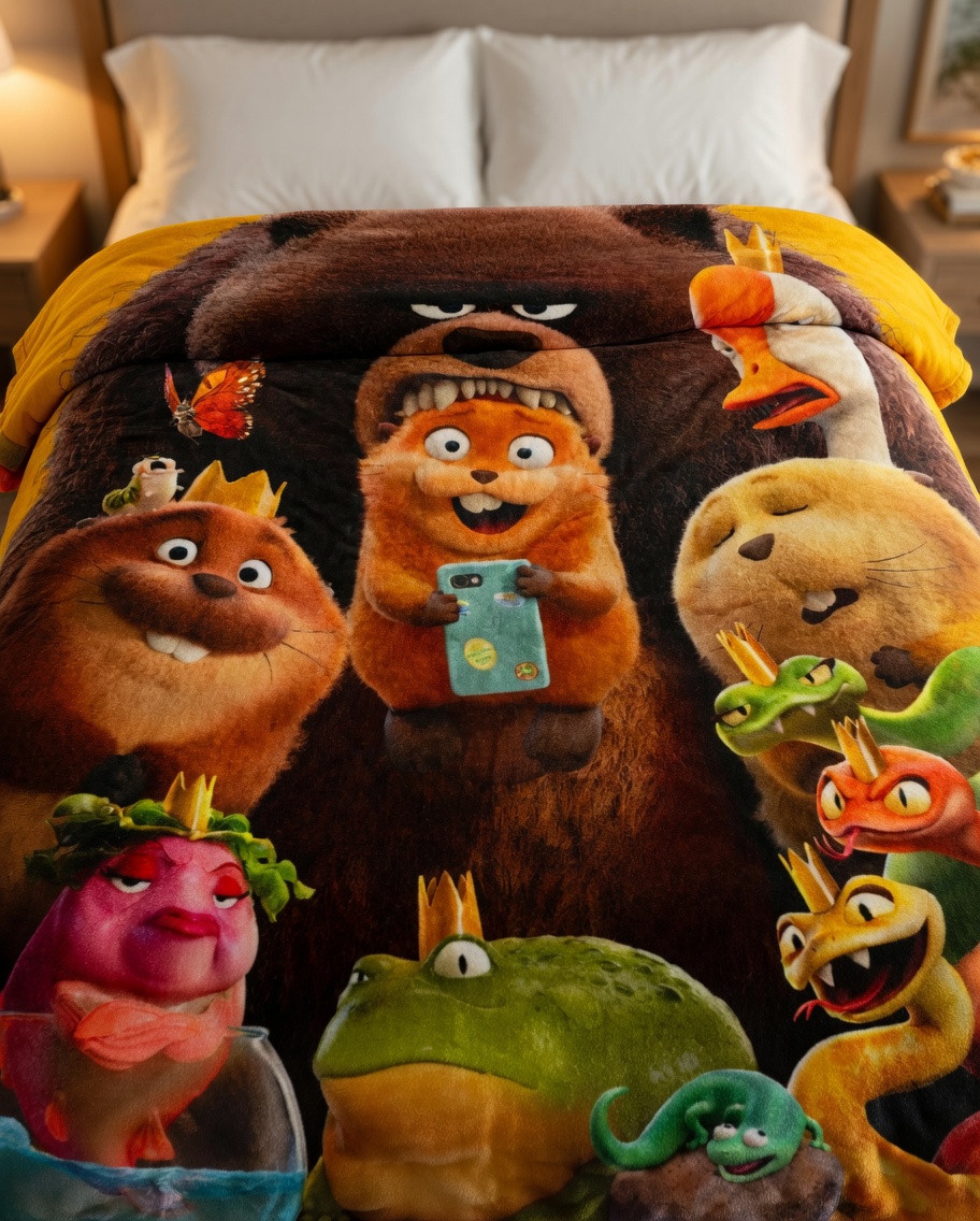 Animated Rabbit Cartoon Flannel Blanket Soft Warm Bed Throw
