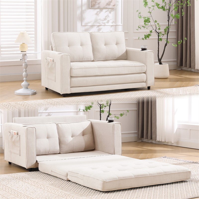3-in-1 Fold Sofa Convertible Futon Pull Out Sofa Bed Sleeper Chair Loveseat