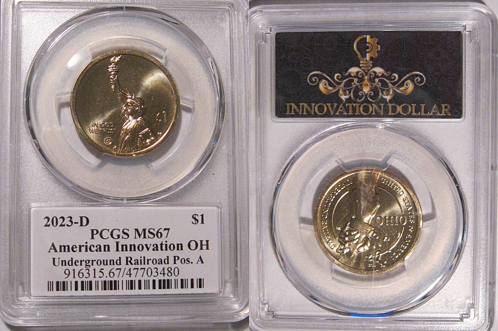 2023 D Ohio Innovation Dollar $1 Underground Railroad PCGS MS67 Position A