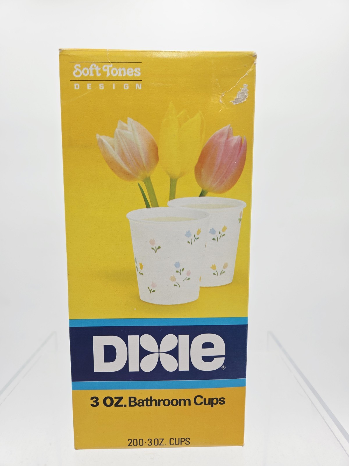Vintage Dixie 3oz Bathroom Cups Soft Tones Design 1986 Open Box 90% Full