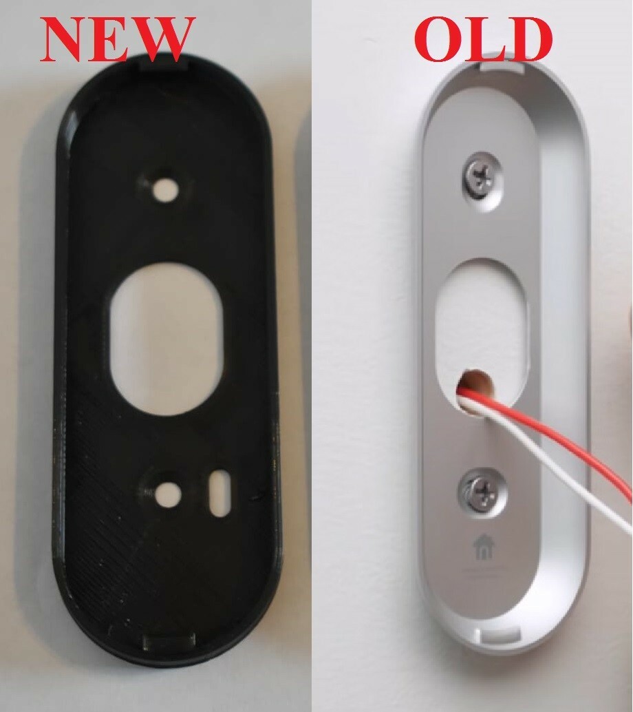 Black WIRED Google Nest Hello smart video Doorbell Bracket mounting clip plate