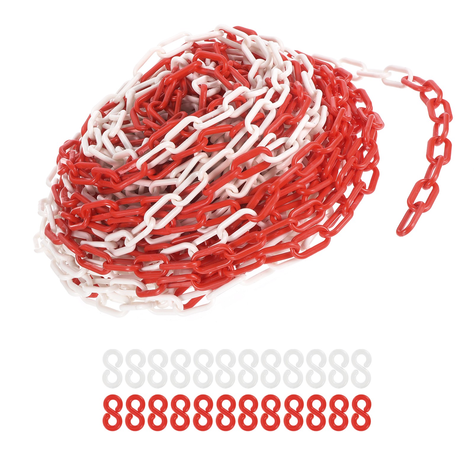 Plastic Chain Links 100 Foot Safety Barrier Chain Red / White for Crowd Control