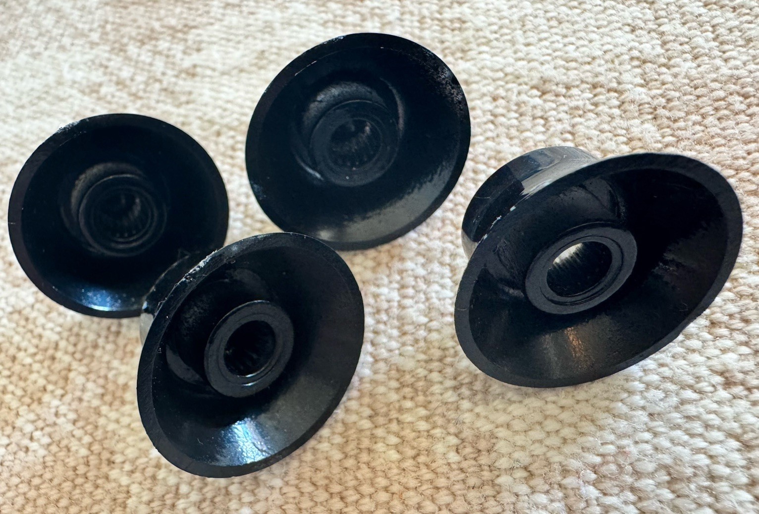 Black TopHat / Bell Knobs (Metric size) set of 4