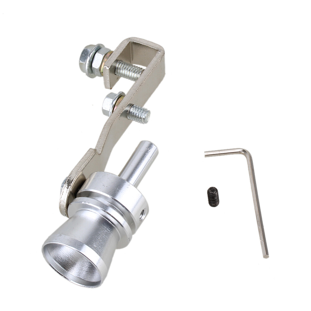 Silver Exhaust Muffler Pipe Whistle Turbo M 10.5*6*2.4cm Metal