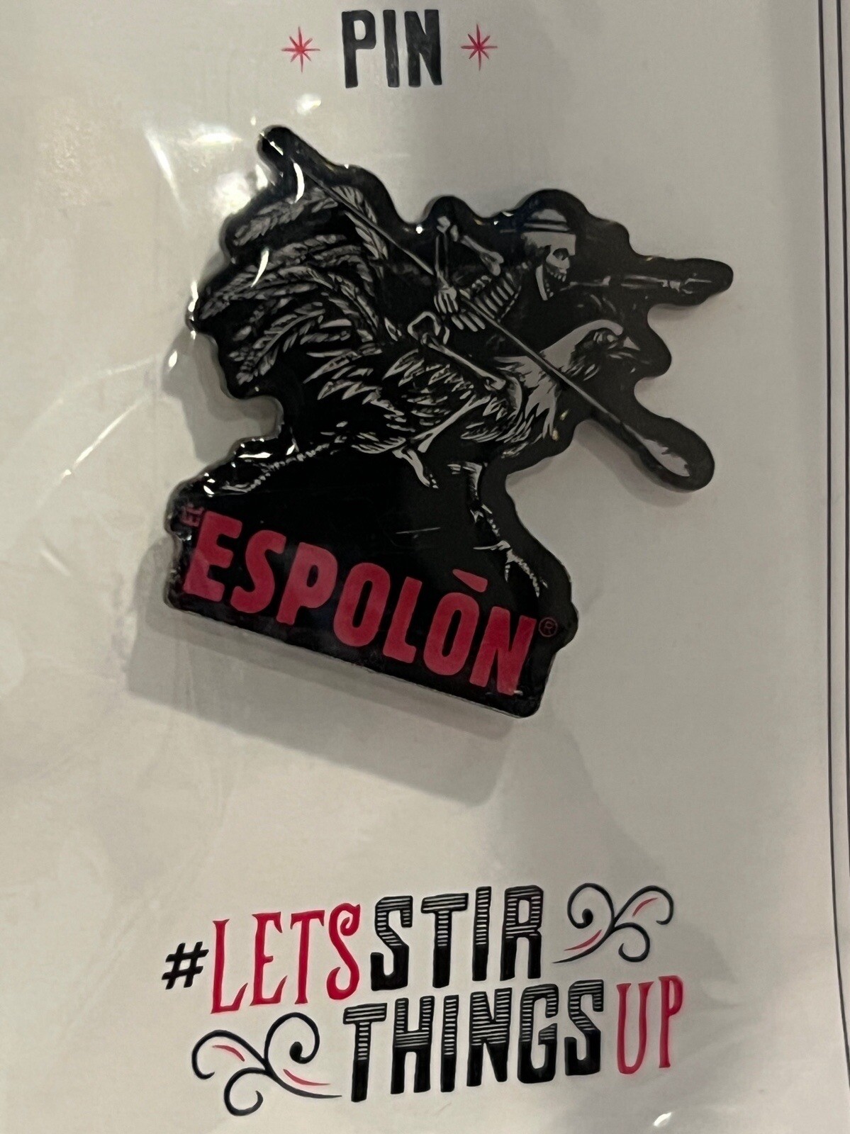 El Espolon TEQUILA Pin Liquor PROMO Skeleton Rooster STIR THINGS UP