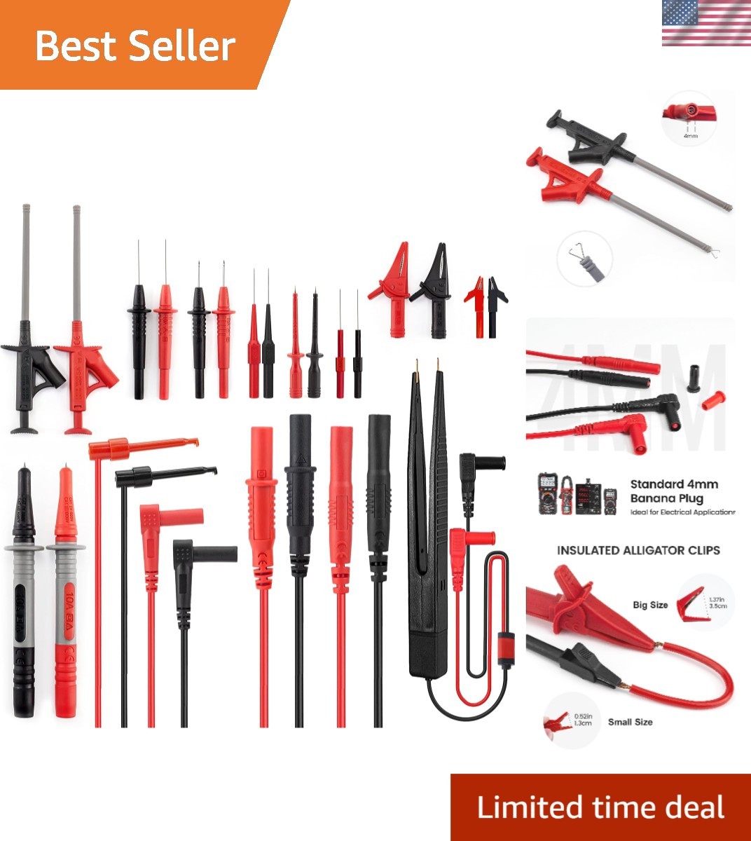 23PCS Multimeter  Leads Kit with Replaceable Precision Probes Set and Alligat...