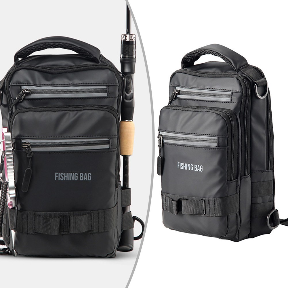 For Fishing Gear Fishing Sling Bag Rod Holders Backpack ABS Lock Easy Carry