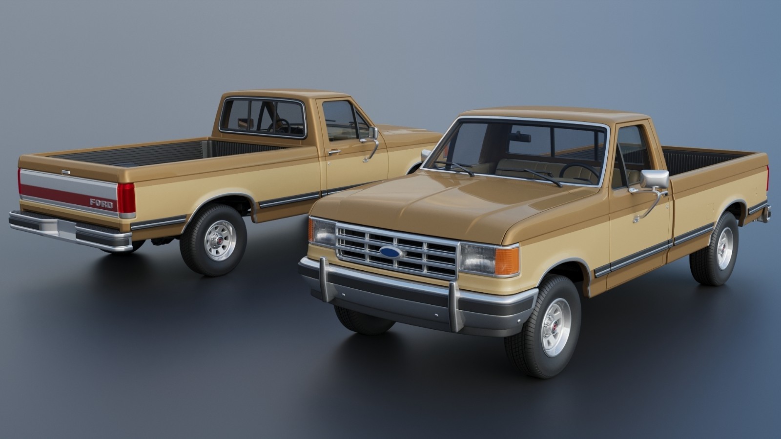 ABS-LIKE RESIN 3D PRINTED 1/25 1987 FORD F-150 LONG BED PICKUP FULL KIT