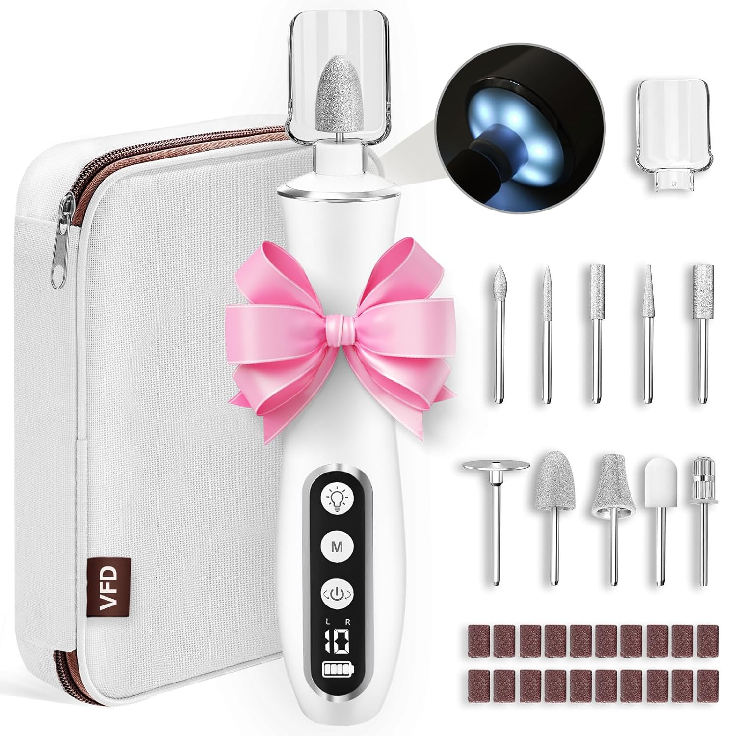 Lima uñas eléctrica inalámbrica (2000mAh). 10 vel, profesional manicura/pedicura