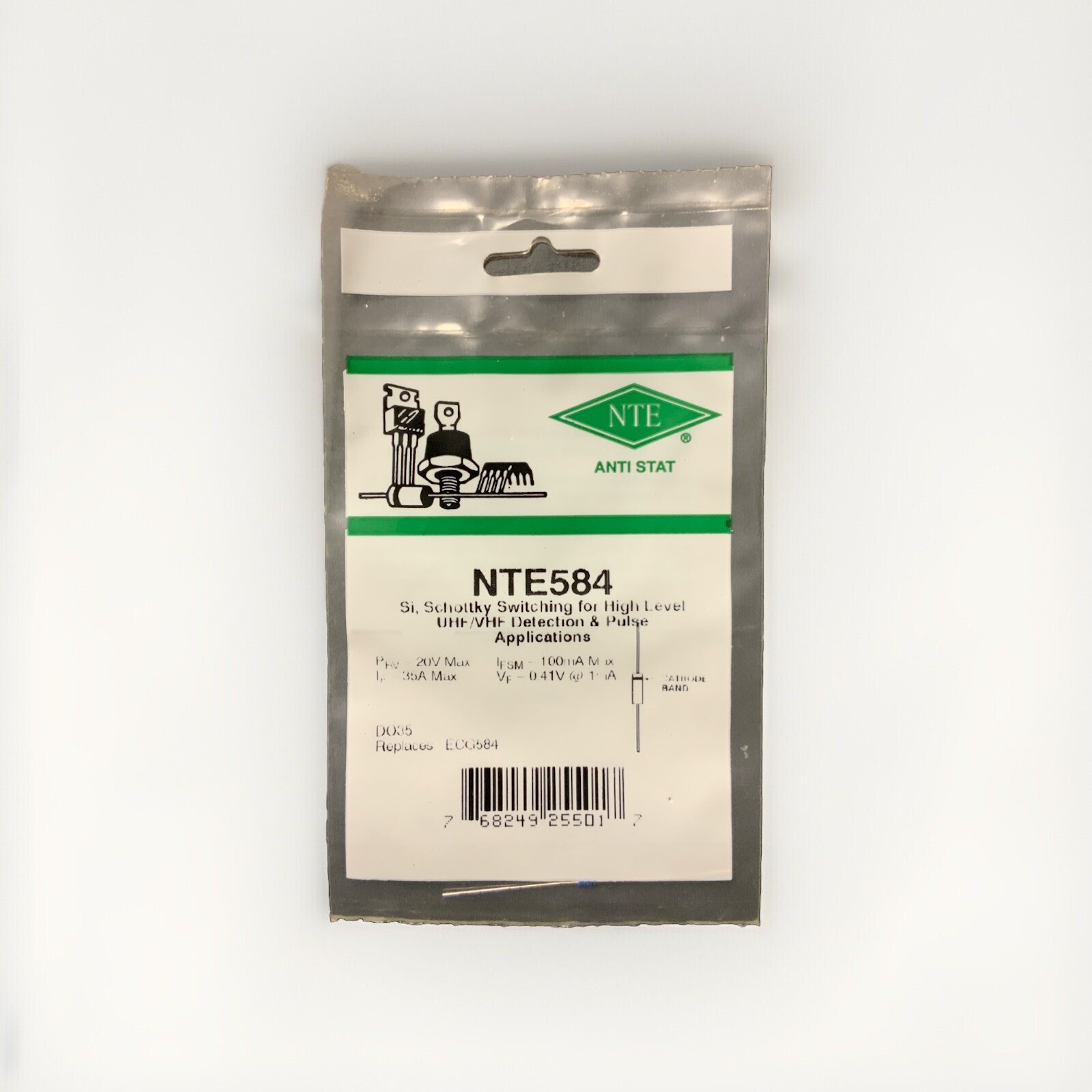 NTE584 Si, Schottky Switching For High Level UHF/VHF Detection & Pulse ECG584