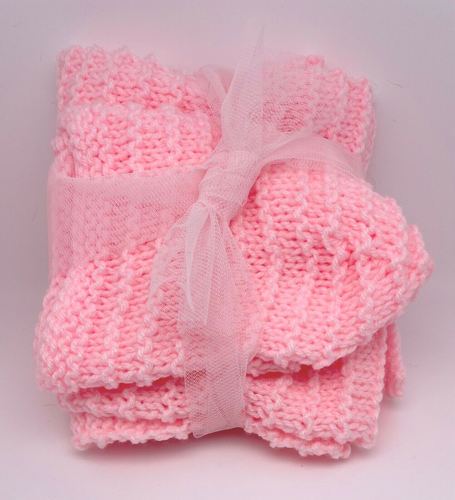 Hand made knitted beanie hat & scarf with charm one size