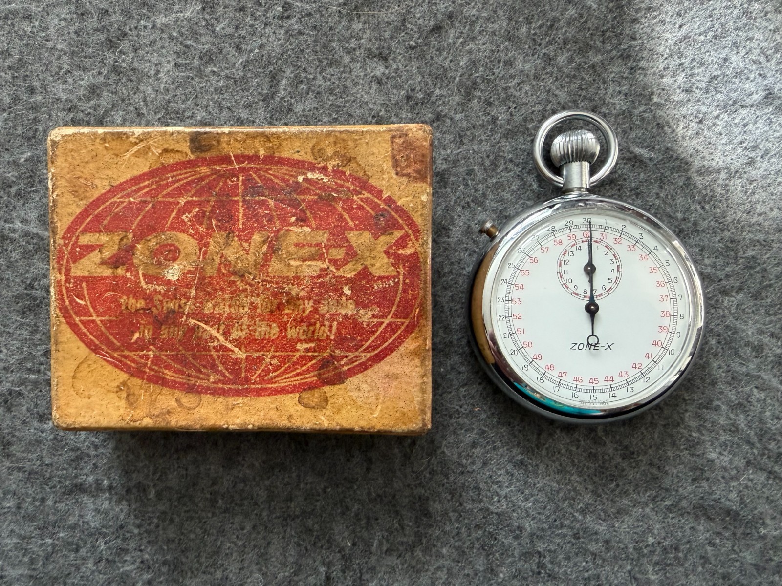 Swiss Made Zone-X Mechanical Wind Up Stop Watch with the Box