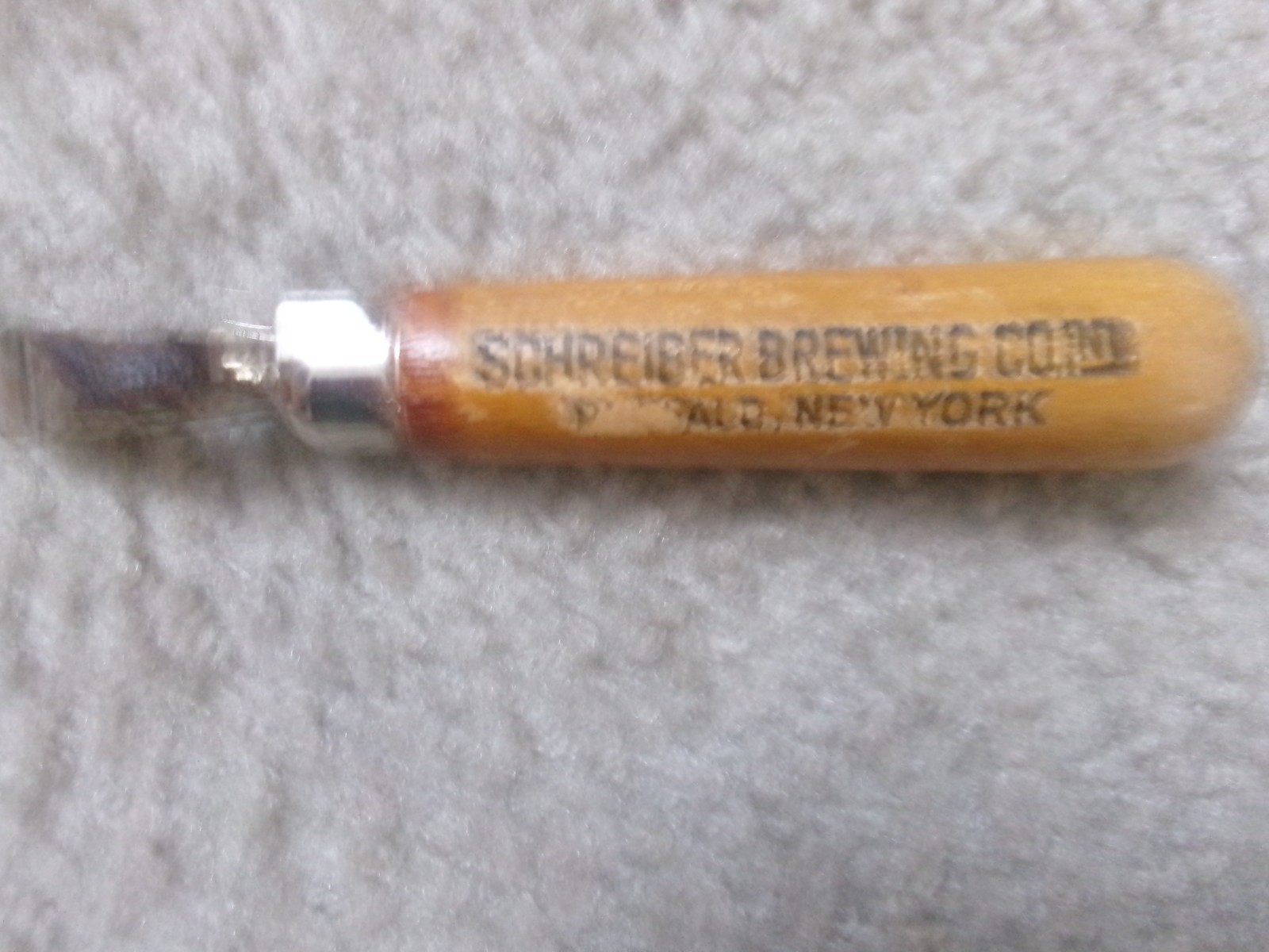 Vintage Schreiber Brewing Co. Wooden Handle Bottle Opener