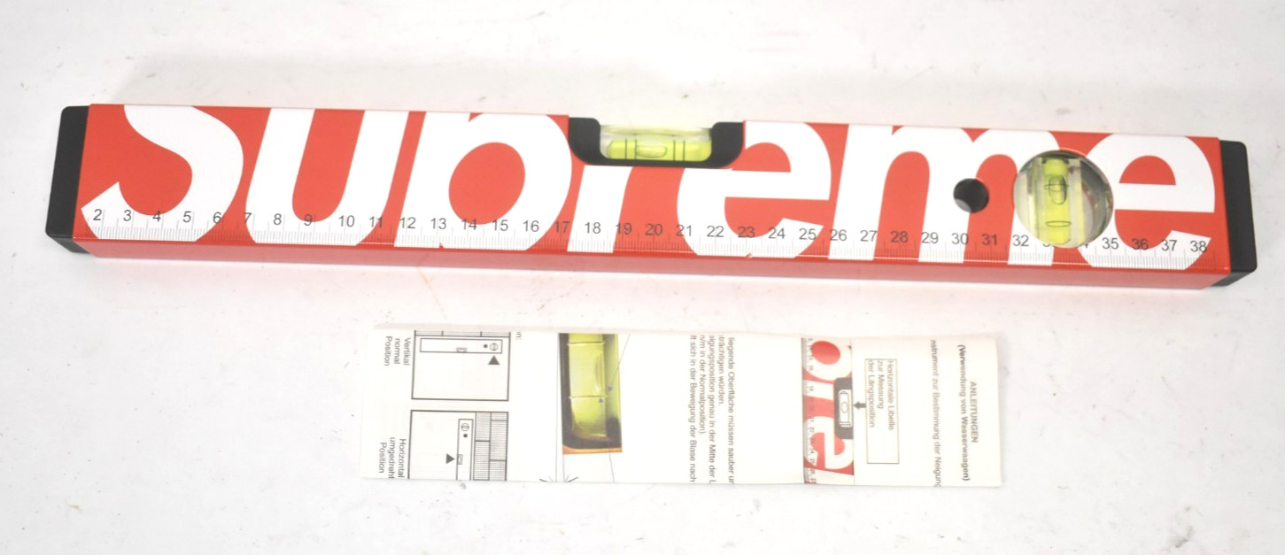 Supreme X Metarex Spirit Level Red Working Level with Measurements NEW