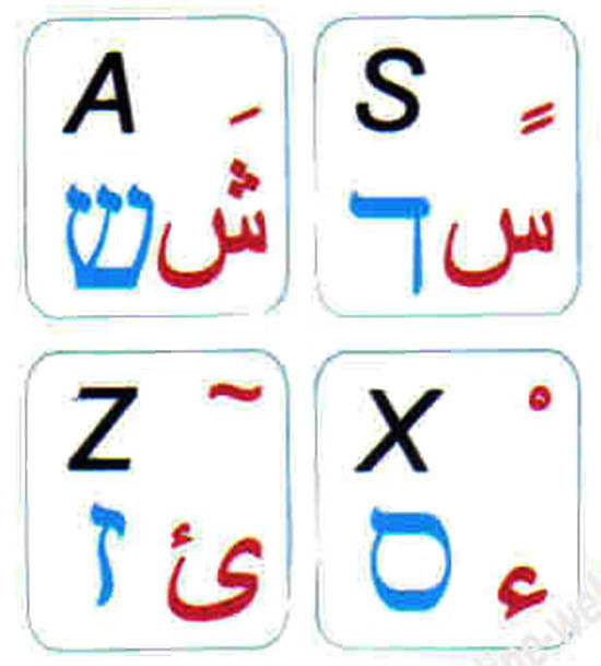 Arabic-Hebrew-English keyboard stickers white