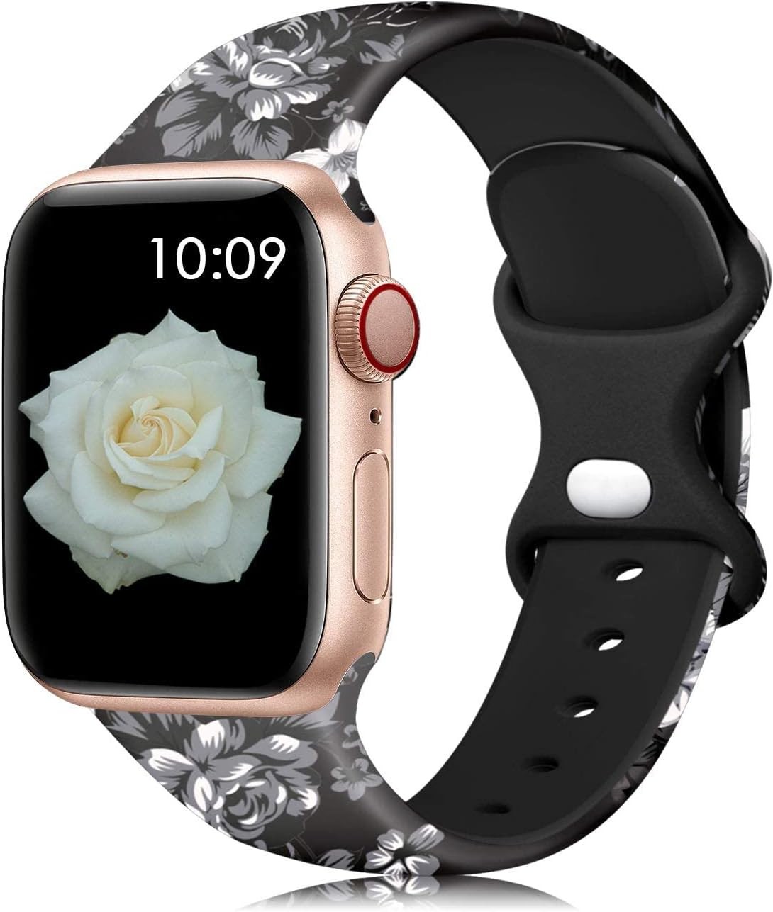 Floral Bands 41mm 40mm 38mm 42mm Compatible with Apple Watch for Women Black Flo