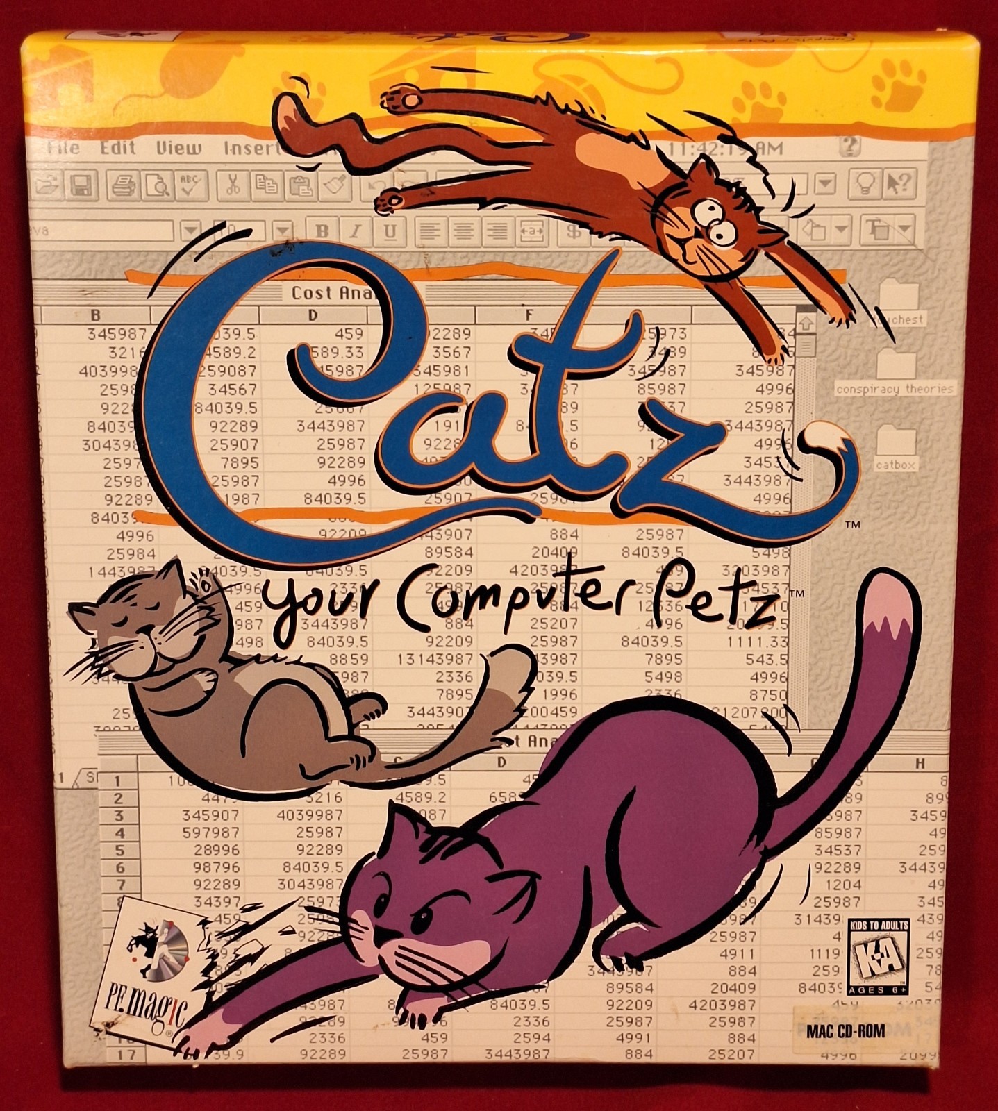 Catz Virtual Petz Game Vtg 1997 Windows 95 Rare Big Box PC CD-ROM CIB