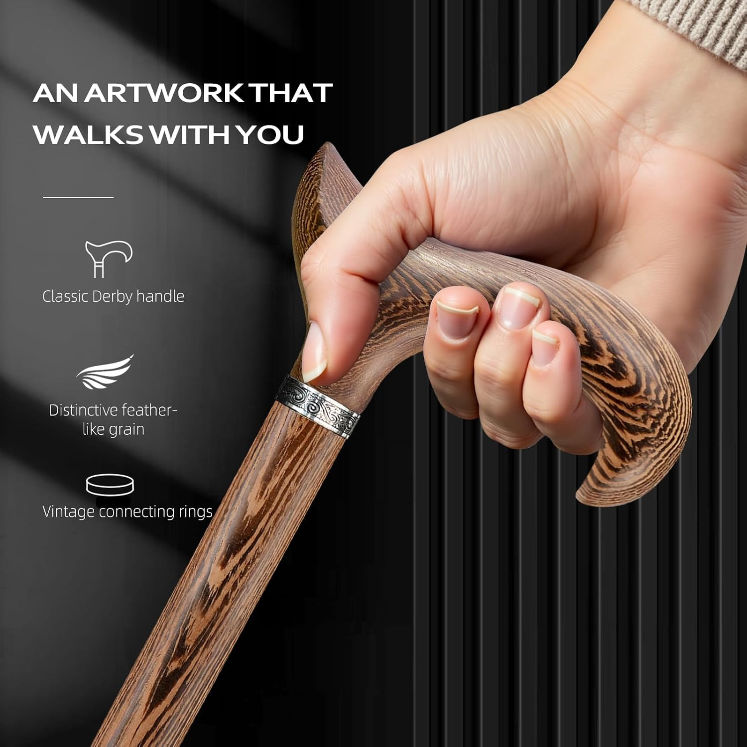 Walking Cane, Available in Multiple Inches Wooden Cane Support up to 300 Lbs,...
