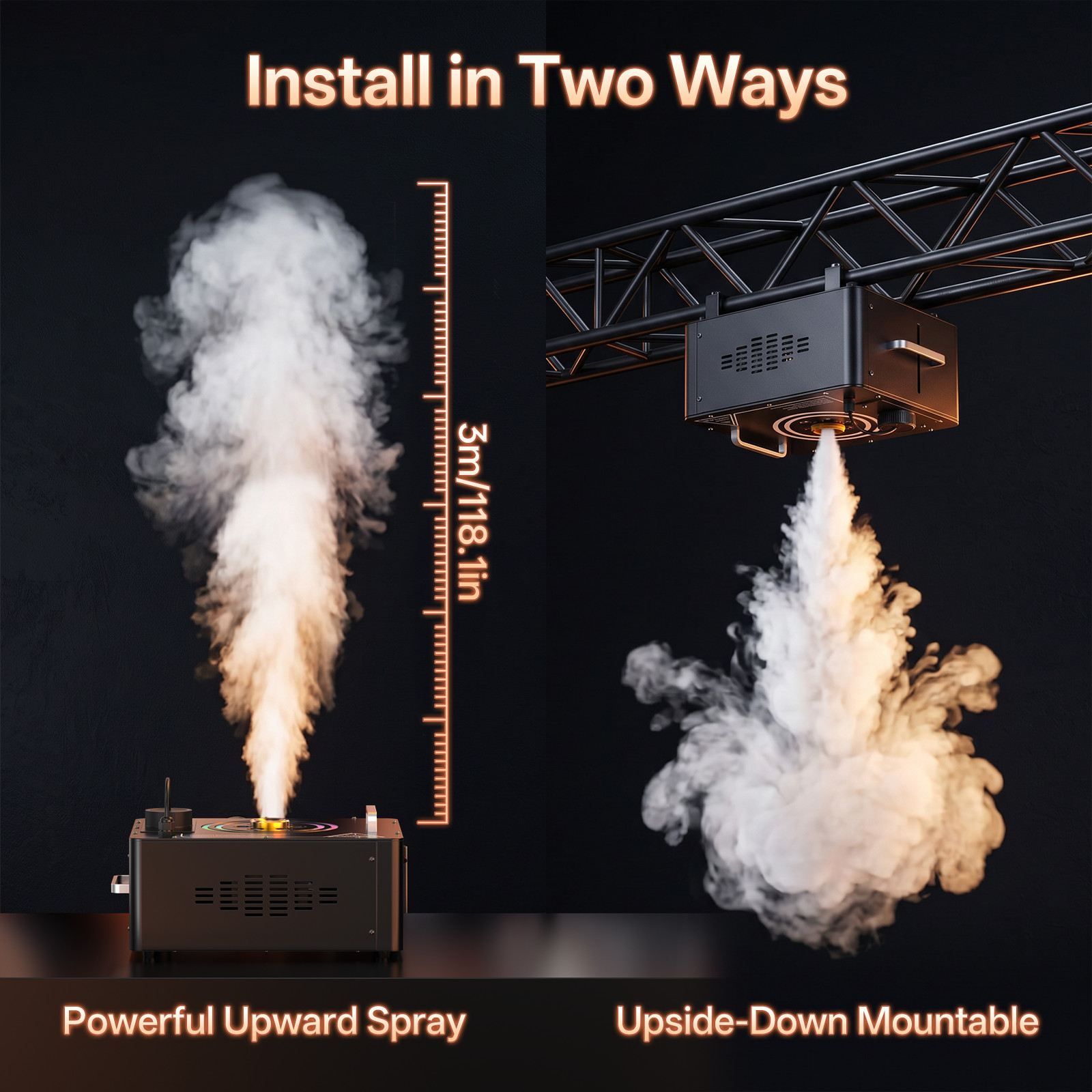 1500W Fog Smoke Machine Truss-mountable RGB LED DMX Fogger Party Stage Remote