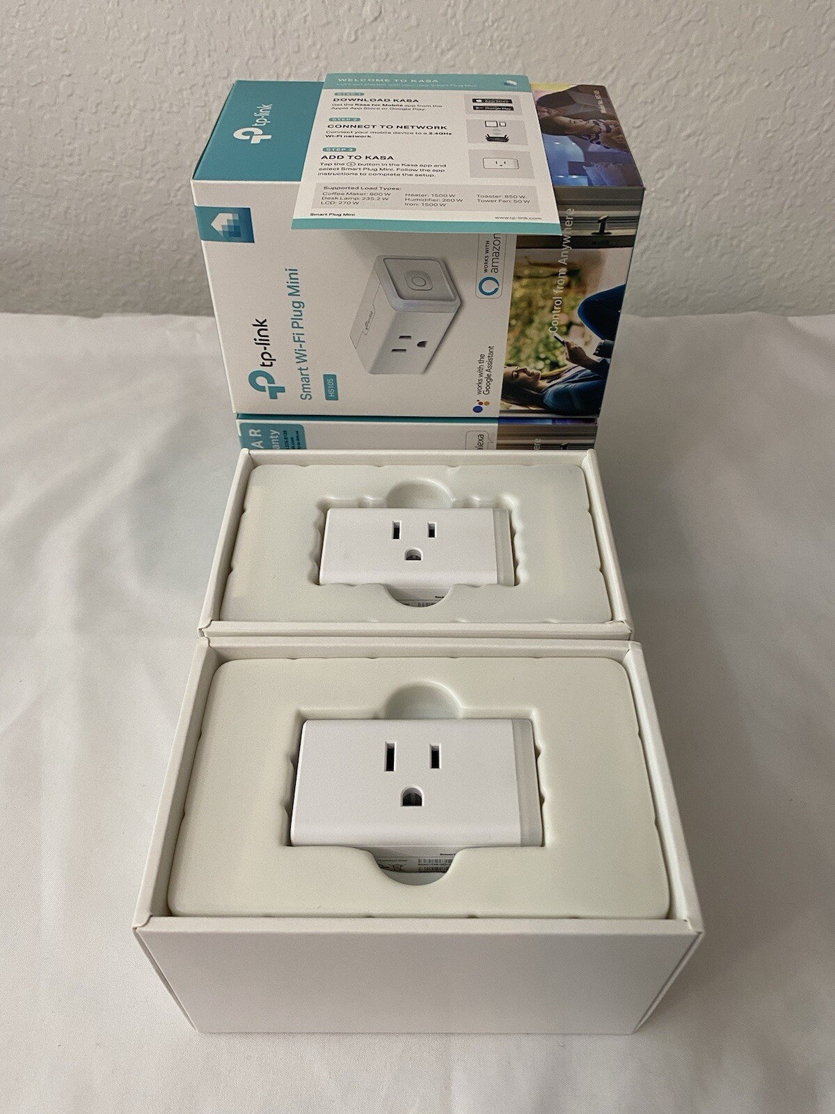 Lot Of 2 TP-LINK Mini Smart Indoor Wi-Fi Plugs HS105 Open Box 2.4GHZ