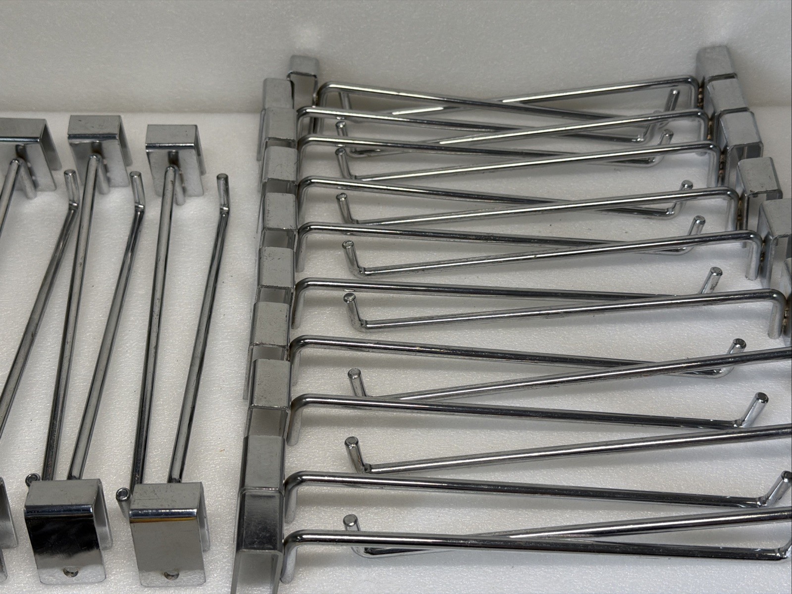 Lot Of (24)  Rectangular Tubing Display Hook 9" Long Chrome Finish Used