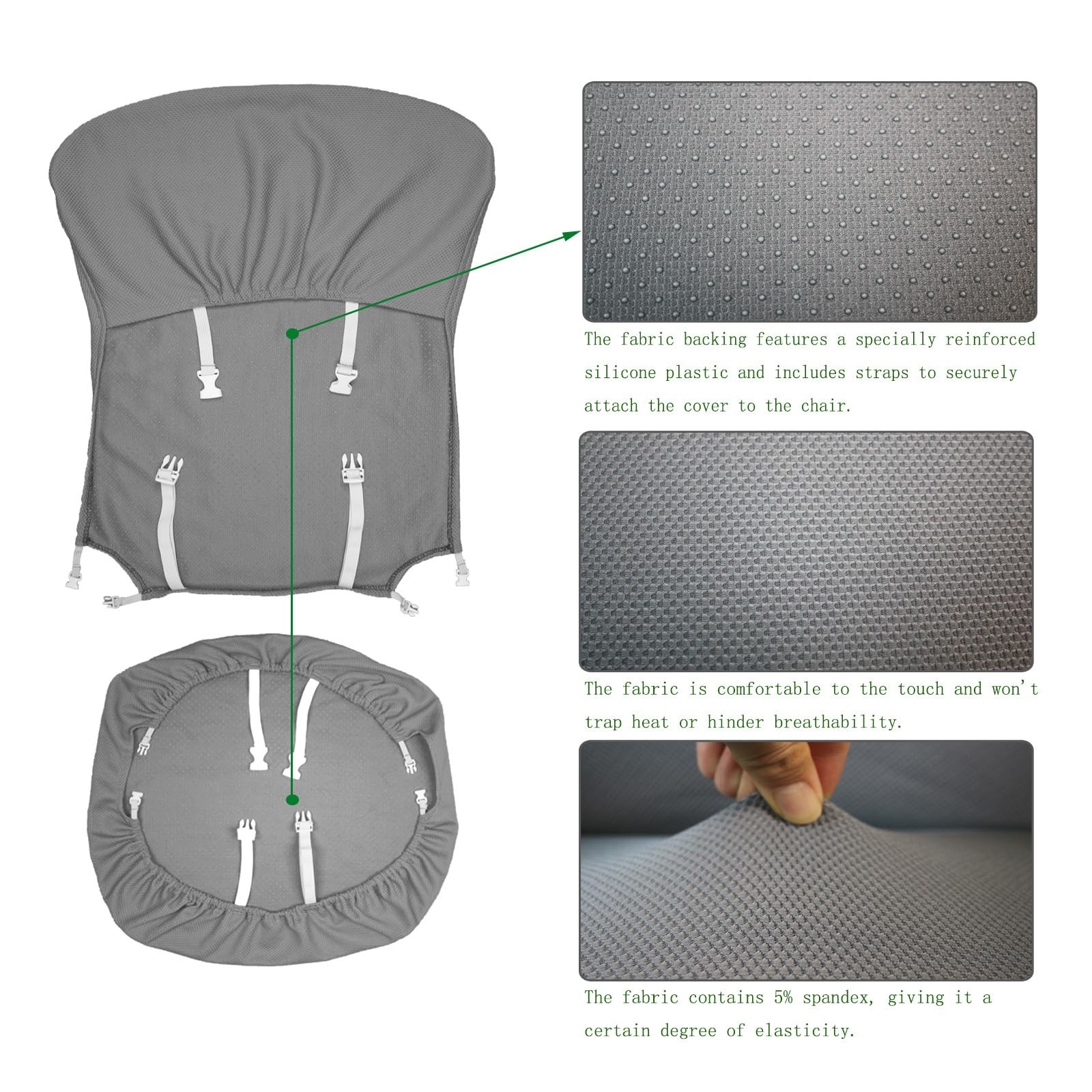 Suitable for Herman Miller Aeron Chair Covers, (4 Pieces Including armrest Co...
